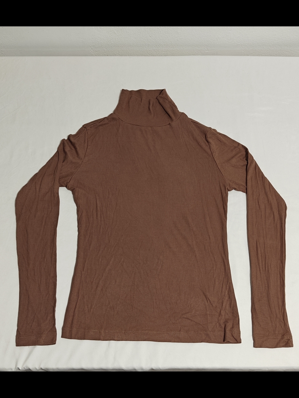 Women's Brown Turtleneck Long-Sleeve Top